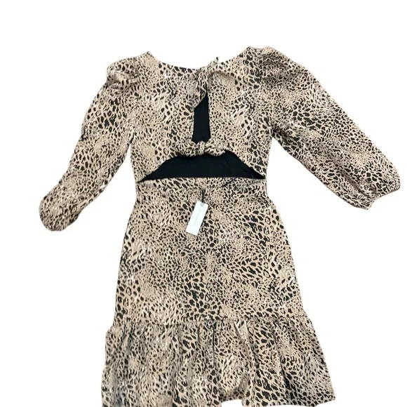 Maeve by Anthropologie Size 4 Knit Cut Out Back Leopard Print Mini Dress NWT - Picture 5 of 9